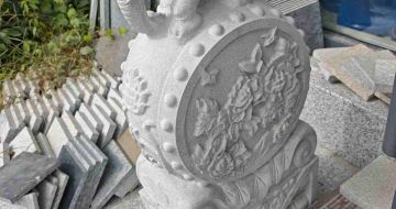 海口芝麻白抱鼓石 庭院抱鼓石