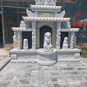 海口芝麻白中国黑石材套墓 花岗岩墓碑