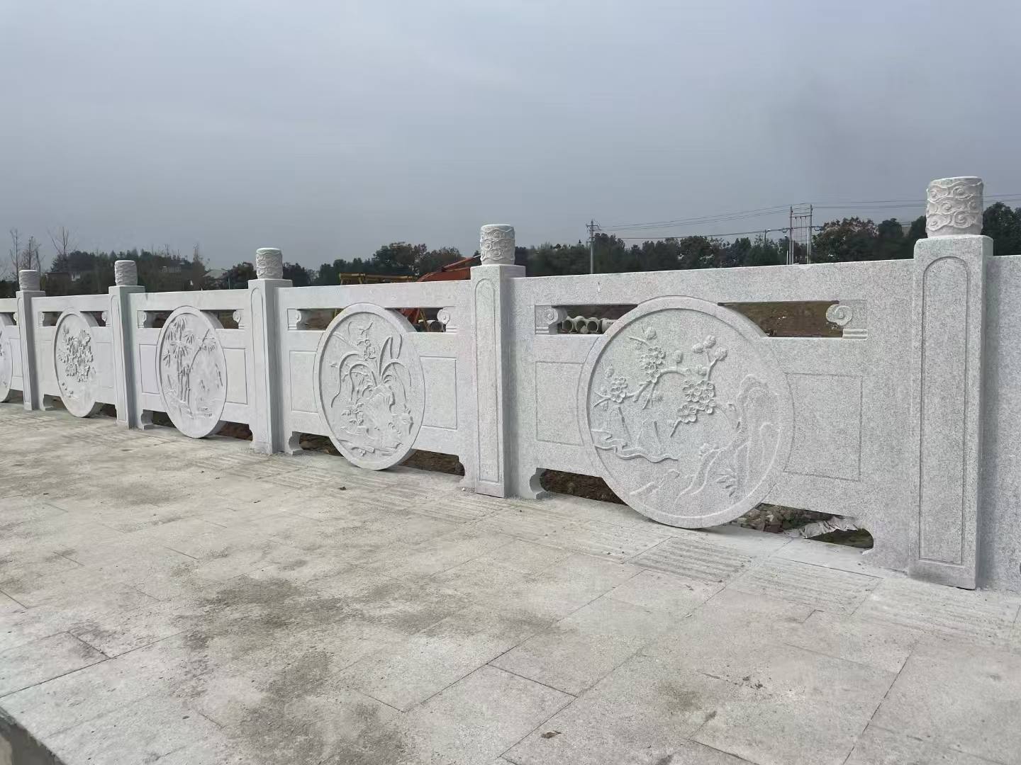 海口芝麻白河道栏杆 石材栏杆